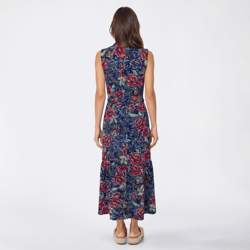 Womens Emily Daniels Sleeveless Floral Ruffle Hem Midi Dress alternate view